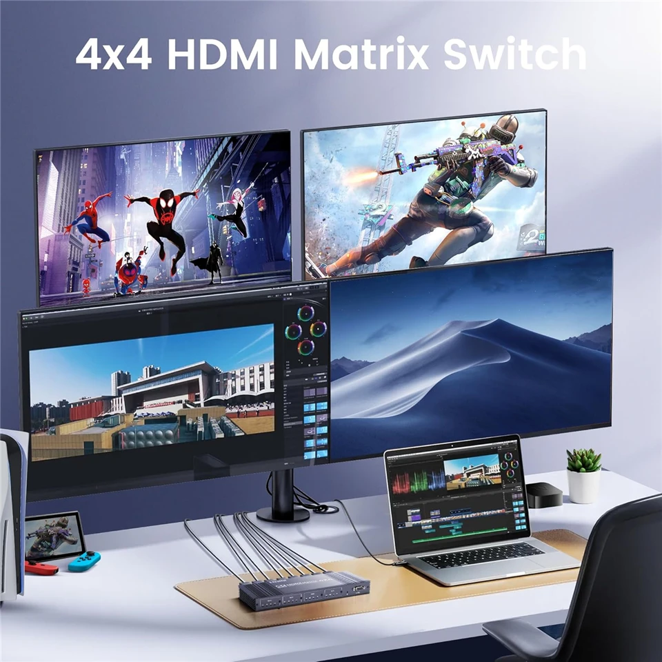 Switch a matrice HDMI 4K Splitter a commutazione continuo HDMI 4 in 4 out Selettore audio video 4x4 per telecamera Ps4 da PC a monitor TV
