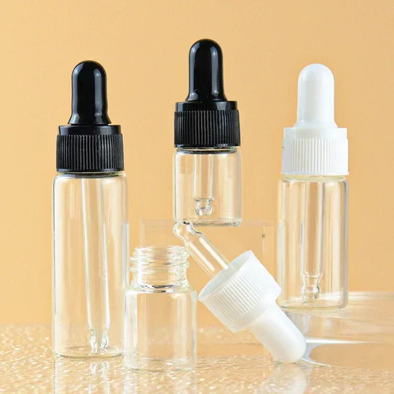 50pcs 1/2/3/5ml Empty Dropper Bottle Clear Glass Essential Oil Bottle Aromatherapy Pipettes Bottles Cosmetic Bottle Small Bottle