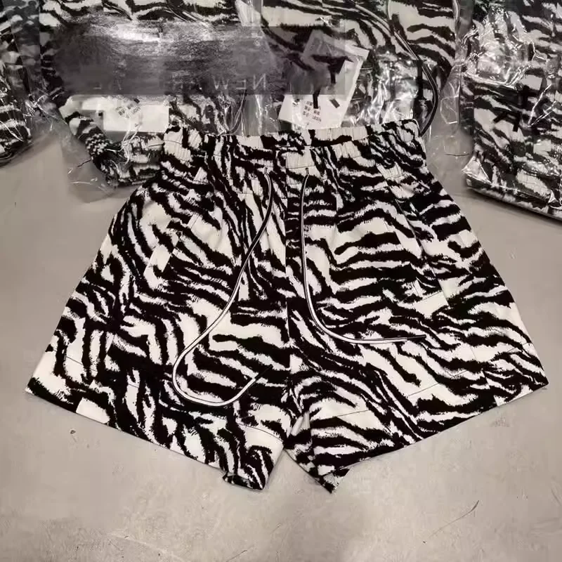 Women's Summer New Zebra Print Short Pants Elastic Waist Drawstring Loose Casual A-Line Hot Pants Commute Style Korean Version