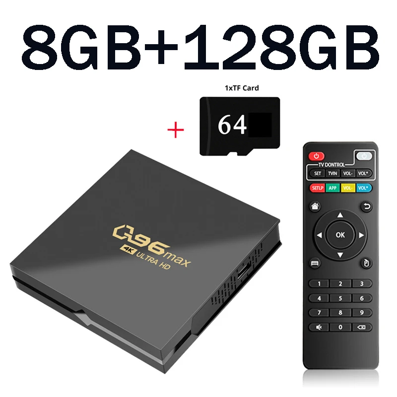 Q96 Max Android 11.0 Smart TV Box Amlogic S905 Ondersteunt 4G Wifi HD 4K 1080P 8GB 128GB Media Player 3D TV Box Set Top Box IPTV