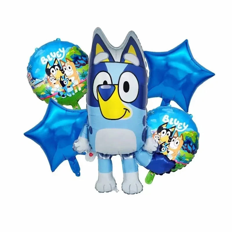 Hot 2024 Cartoon Bluey Familie Aluminium Ballon Cartoon Spel Speelgoed Blauw Oranje Brouy Ballon Decoratie Set Verjaardagsfeestje Supplies