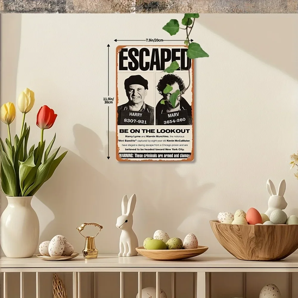 علامة Vintage Home Alone، قطعة واحدة من ملصق القصدير المعدني مقاس 8 × 12 بوصة - ديكور البار/المطعم #6