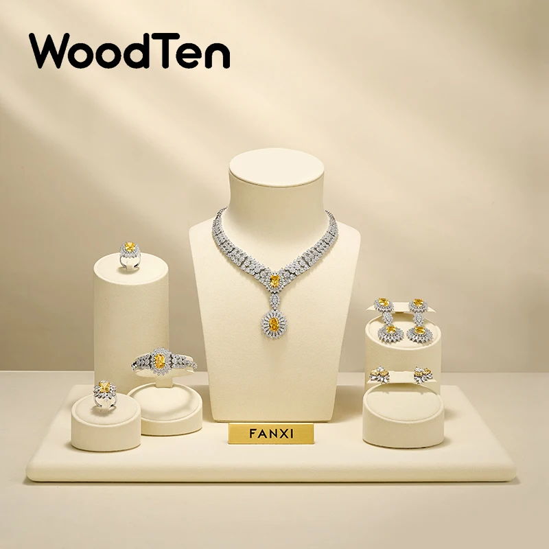 WoodTen Beige Jewelry Display Props Jewelry Organizer Stand Ring Earring Rack Necklace Portraits Premium Jewelry Display Stand