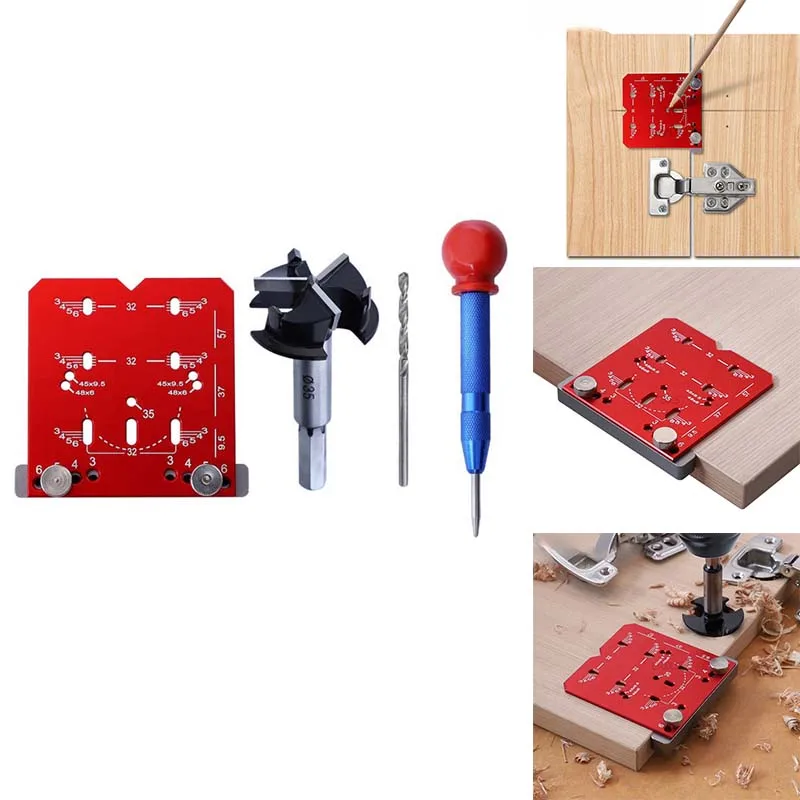 Cabinet Hinge Jig,Adjustable Drilling 35Mm Drill Guide Concealed Hinge Jig,Fits 45Mm & 48Mm Two-Hole Distance Hinges