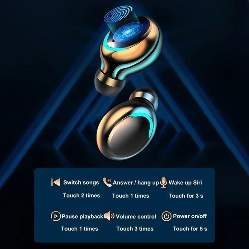 جديد TWS سماعات بلوتوث 9D ستيريو عالية باس سماعات أذن تستخدم عند ممارسة الرياضة Handfree التحكم باللمس Tws سماعات أذن لاسلكية مقاوم للماء