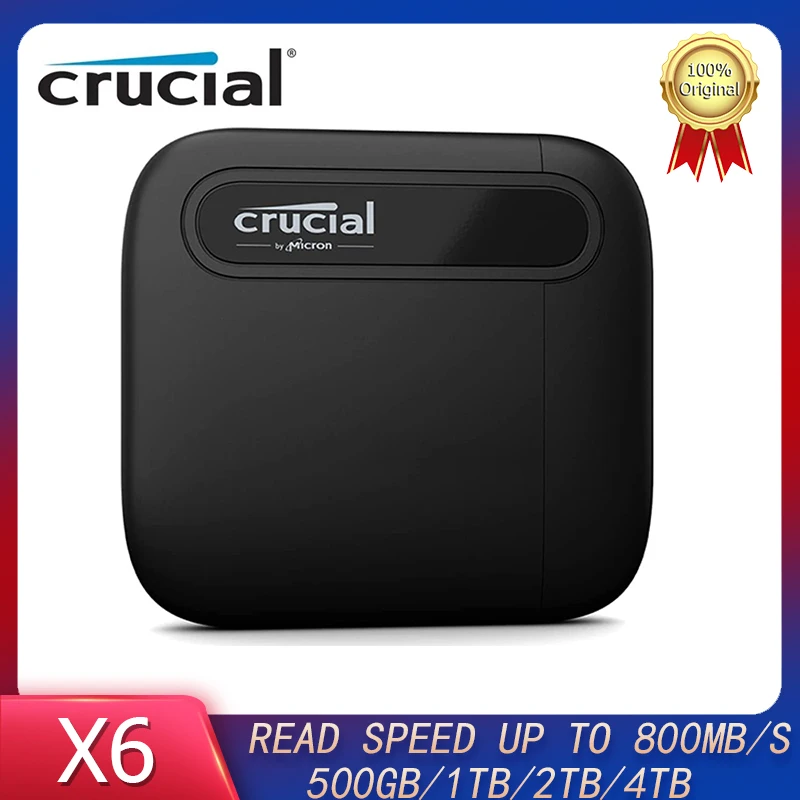 Crucial X6 500G 1TB 2TB 4TB Portable SSD Up to 800MB/s USB 3.2 External Solid State Drive Type-C Hard Disk