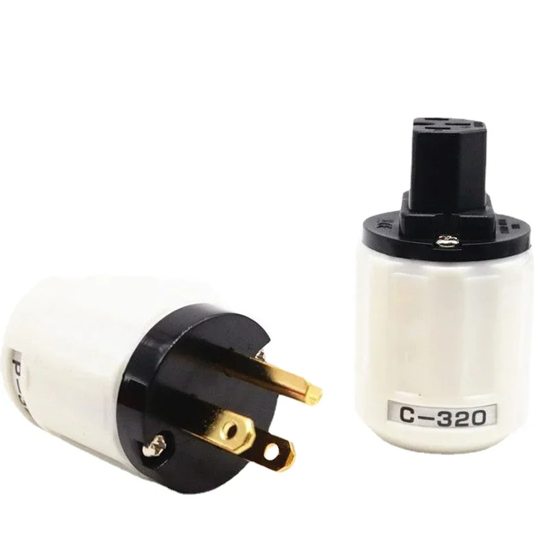 P320 Copper Gilded / Rhodium Plated US Power Plug C320 AC Powe Plug 15A IEC Power Plug Connector