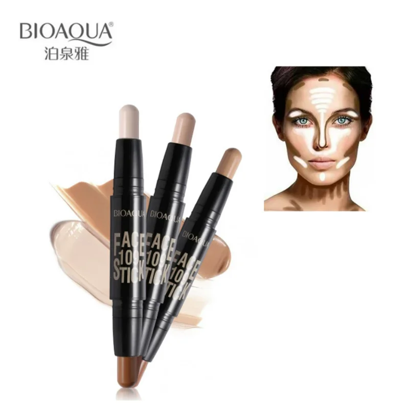 

Bioaqua Double head highlighter facial concealer contour bronze highlighter cosmetics makeup corrector contour stick foundation