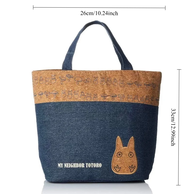 New My Neighbor Totoro Denim Thermal Lunch Bag Cute Cartoon Portable Insulated Handbag Student Cooler Tote for Food Storage view 5