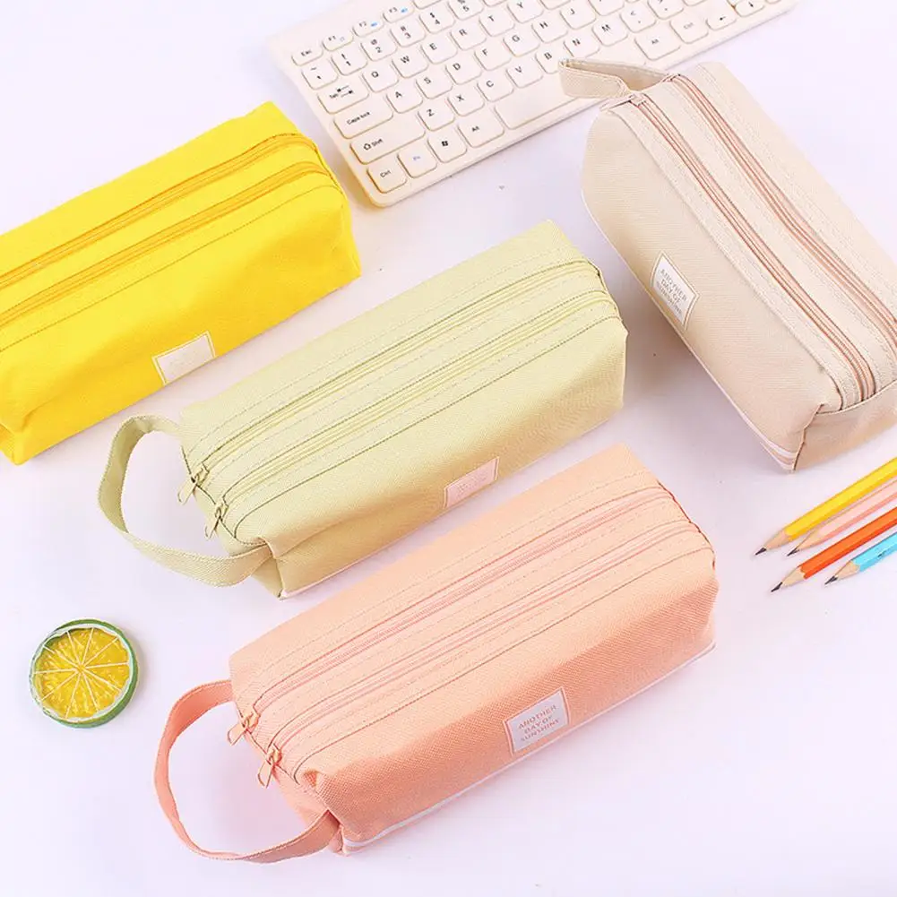 Stationery Bag Stationery Gift Capacity Double Layer Pencil Bag with Zipper Durable Makeup Brush Pen Pouch Stationery for Needs