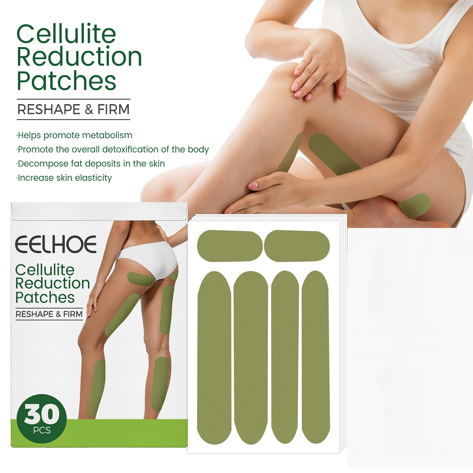 

30 шт. в штучной упаковке, пластырь для похудения ног, укрепляющий жир, мышцы бедра, подтяжка ног, наклейки для похудения, антицеллюлитные пластыри, уход за телом