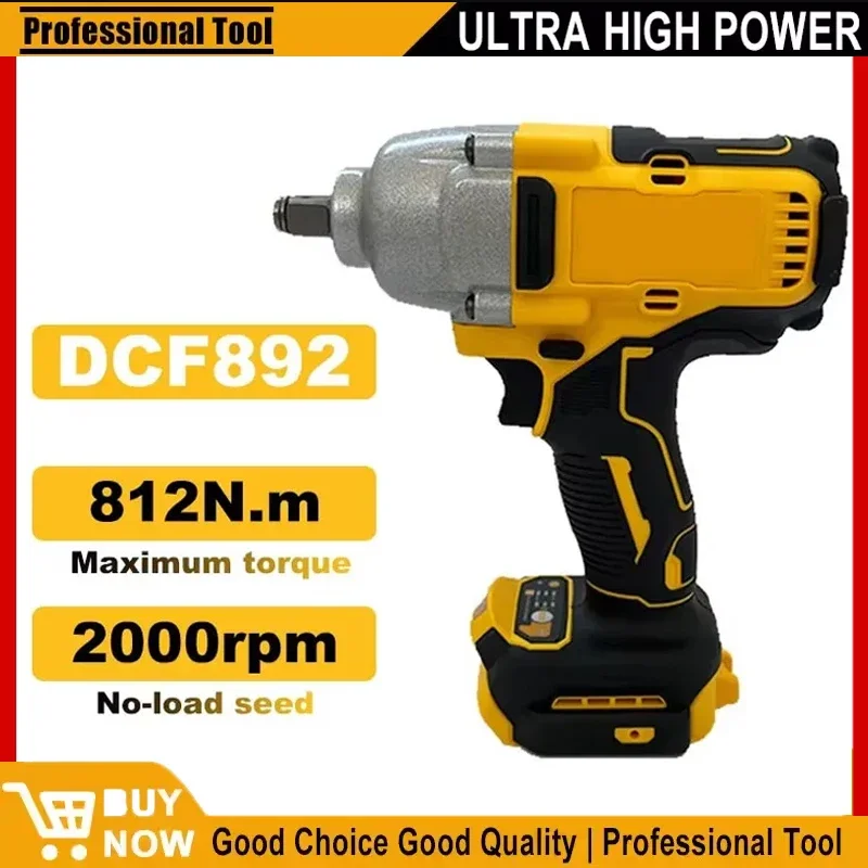 Fit Dewalt DCF892 812N.m Brushless Electric Wrench 1/2 Inch Cordless Impact Driver High Torque Three Speed Auto Repair PowerTool