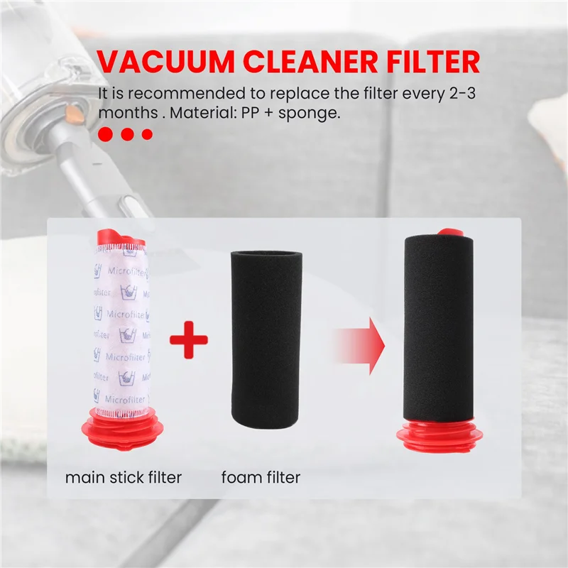 

A61I Replacement Filter Kit For Athlet, 3 Main Stick Filter + 3 Foam Athlet Filters For Cordless Vacuum Cleaner