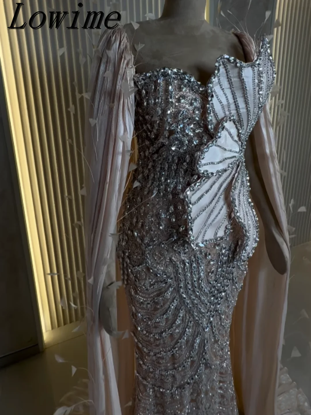 

Elegant 3D Pleated Sparkly Heavy Beaded Prom Dresses For Wedding Annversary 2026 Gorgerous Long Mermaid Party Dress Customized