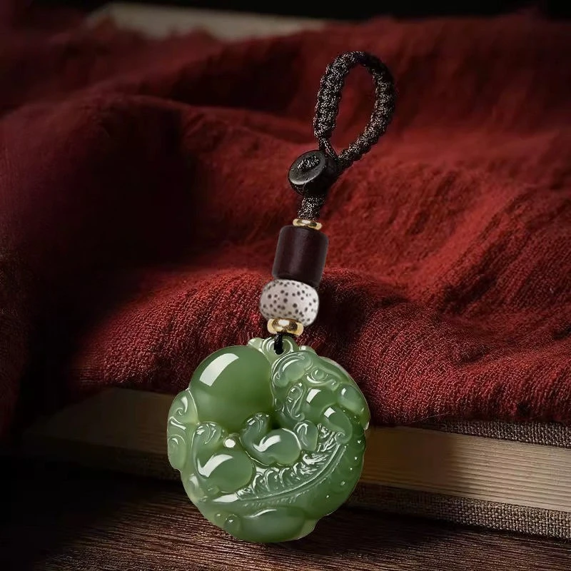 China-Chic Style Pixiu Key Chain Bag Mobile Phone Pendant for Men and Women Lake Green Safety Chain Accessory Pendant
