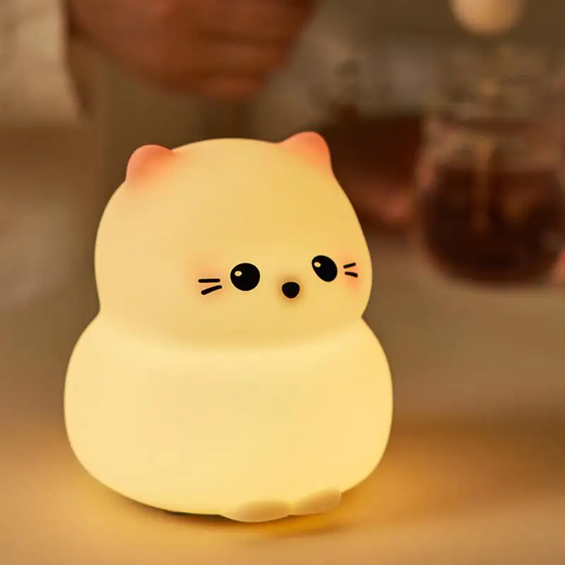 Touch Cat Night Light Kitten Night Light Room Decor Tap Lamp USB Rechargeable Led Touch Silicone Lamp Bedside Animal Lights With