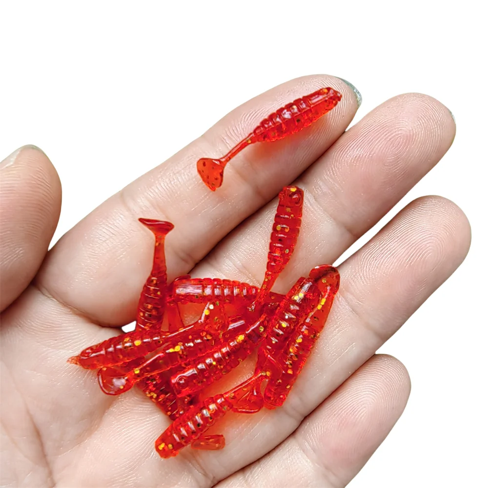 MUKUN 60 Stück Angelköder mit Paddelschwanz Weicher Köder Mini Kleiner Fischköder 2,5cm/0,2g Mehrfarbig – Detail 7