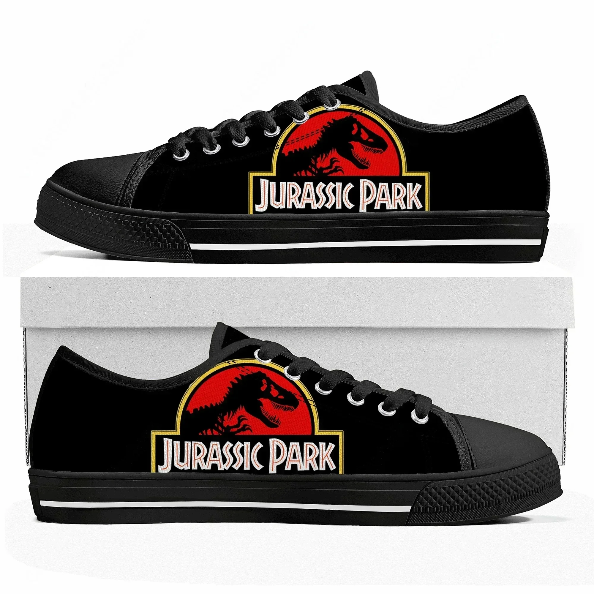 

Cartoon Dinosaur World Jurassic Park Low Top Sneakers Mens Womens High Quality Canvas Sneaker Couple Shoes Custom Shoe