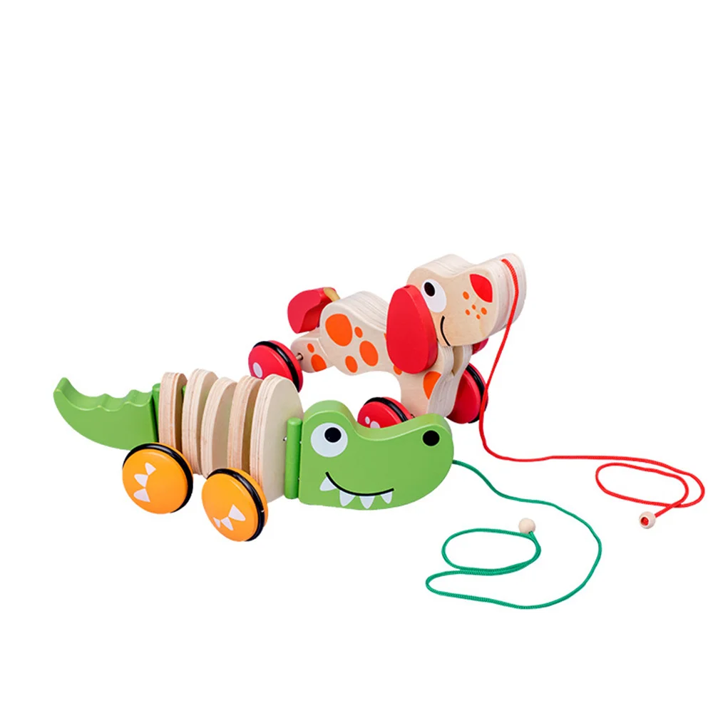 لعبة حيوانات جرارات كرتونية لعبة سحب خشبية للأطفال ألعاب تعليمية ذكاء
