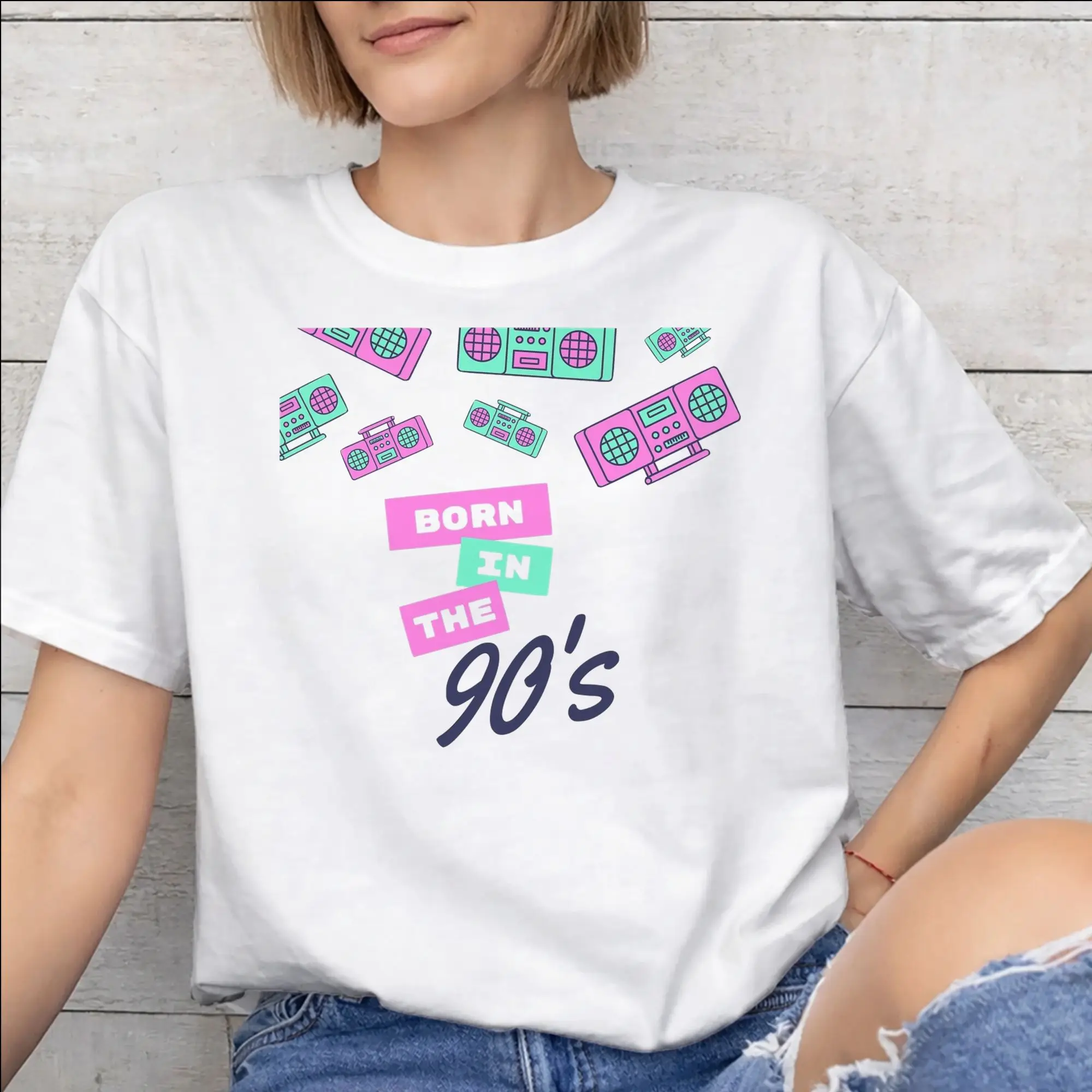 Men Women Born In The 80's Raised In The 90's Shirt Cotton New Arrival T-Shirt  Clothing Outfits
