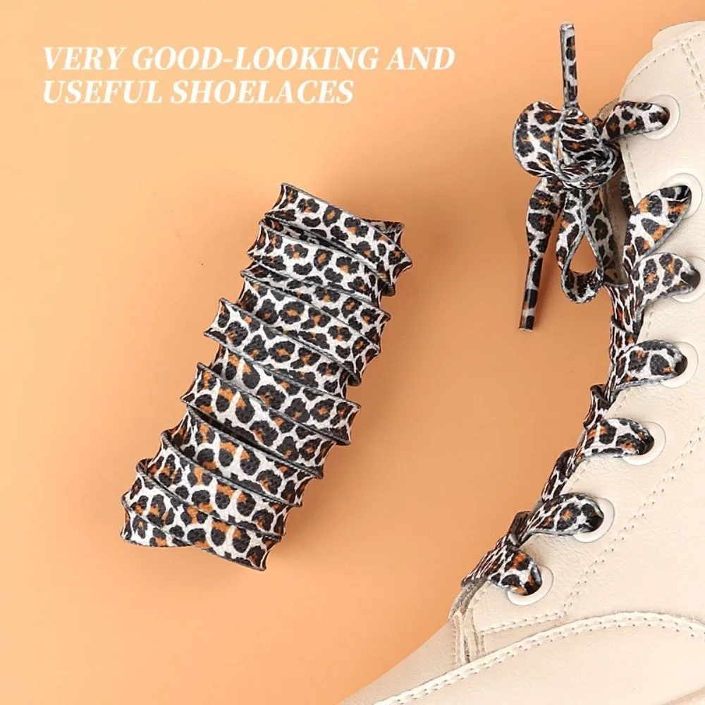 1Pair 120CM Fashion Leopard Print Sneaker Shoestrings Flat Shape Replace Shoe Laces Colorful Polyester Sport Shoelaces Unisex