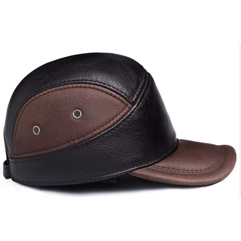 جديد 2025 قبعة بيسبول قبعة جلدية الذكور الإناث موضة 100% قبعة جلدية حقيقية الكبار قبعة بيسبول خارجية عادية قابل للتعديل #3
