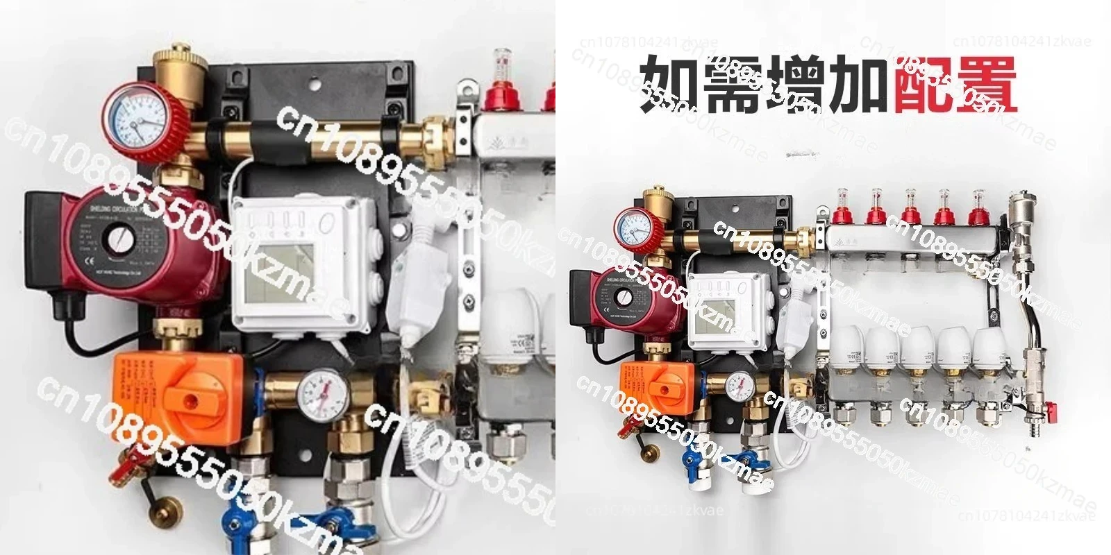 Water Valve Underfloor Heating System Brass Plumbing Radiant Distribution Manifolds with Flow Meter