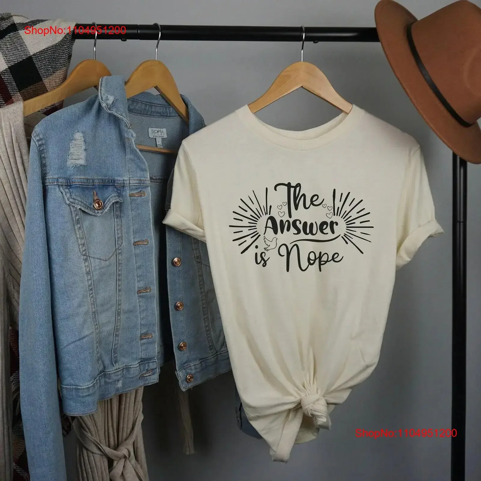 

The Answer Is Nope T Shirt Introvert Sarcastic Funny Humor Sarcasm Quotes vintage Washed Top For Everyday Wear Comfortable