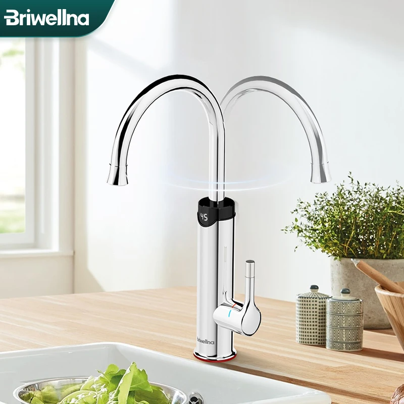 

Briwellna Electric Faucet With Digital Display 220V Instant Electric Water Heater 2 in 1 Kitchen Sink Tap Tankless Water Heater