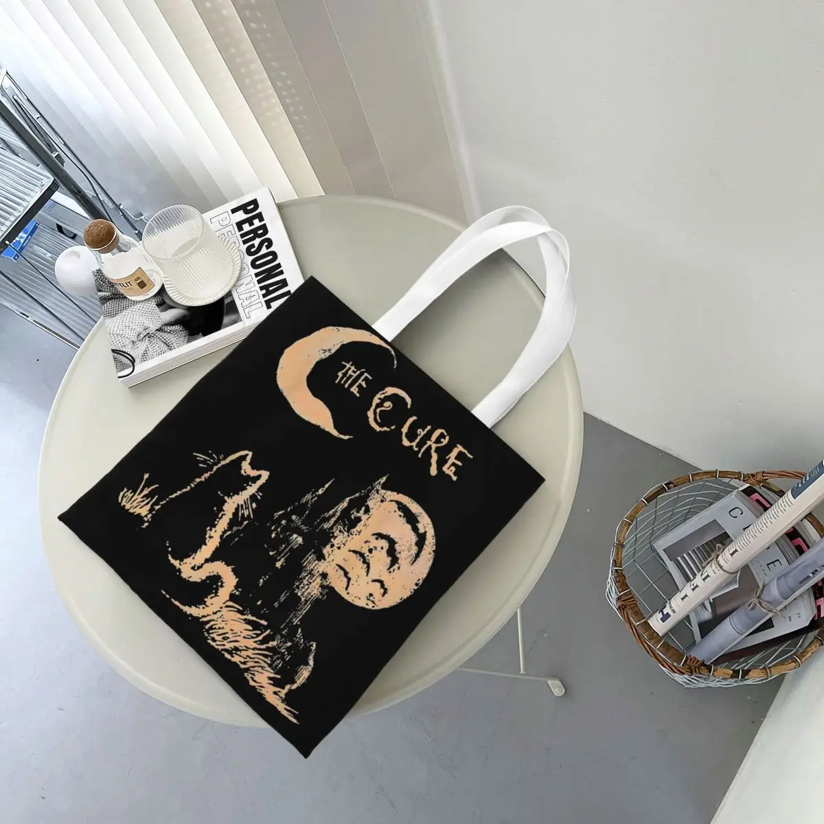 Lovecats The Cure Love Cats Song Canvas Tote Bag Fashion Large Capacity Grocery Bag for Women Daily Bags