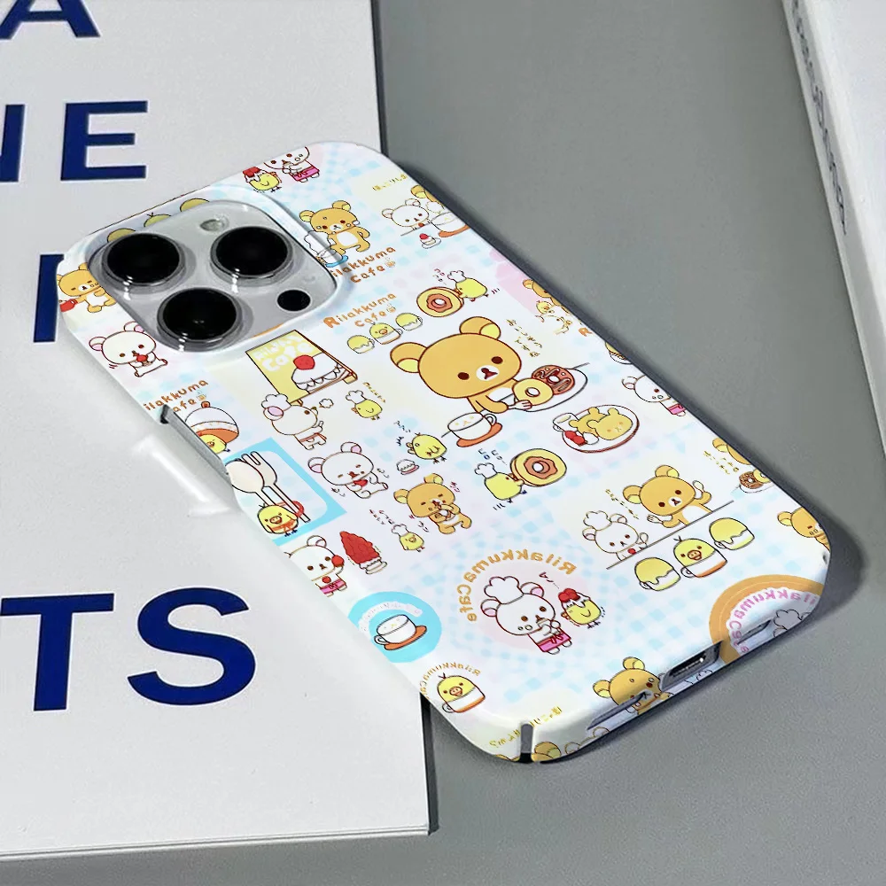 Hot Cartoon Lovely Rilakkumas Phone Case for IPhone 16 15 14 13 12 11 Pro Max X XS XR XSMax 7 8 Plus Glossy Film Hard PC Cover