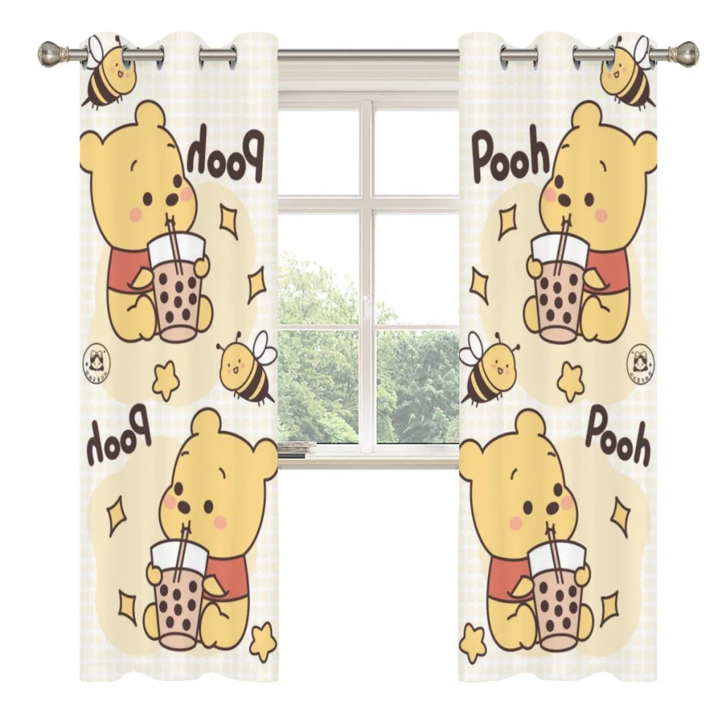 Winnie The Pooh And The Wind Blows Blackout Curtains  for Bedroom Thermal Window Treatment Curtain 2 PC 