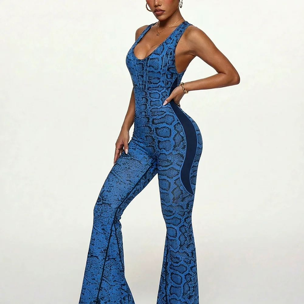 Combinaison de yoga et fitness sexy et tendance, motif serpent, taille haute, effet ventre plat, très élastique