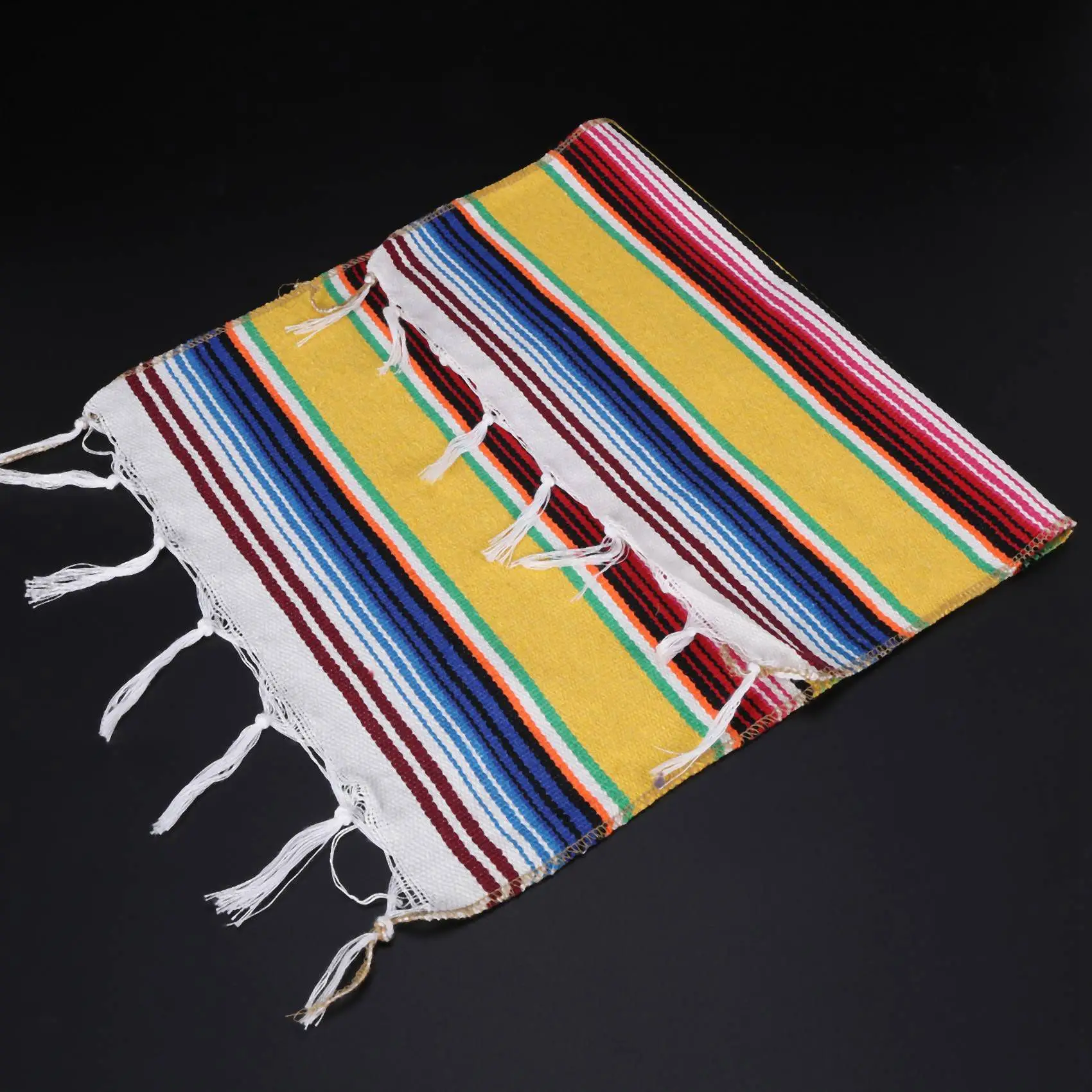 ABMS-2X Mexican Table Place Mats,Mexican Assorted Placemats Mexican Party Wedding, Fringe Blanket Table Runner 12 X 16 Inch