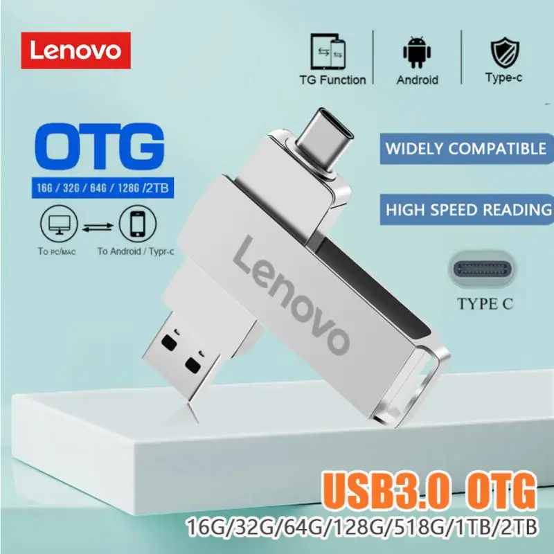 Lenovo 2Tb U Schijf 1Tb Usb 3.1 Type-C Interface Hoge Snelheid Pendrive Mobiele Telefoon Computer Wederzijdse Transmissie Draagbare Usb-Geheugen