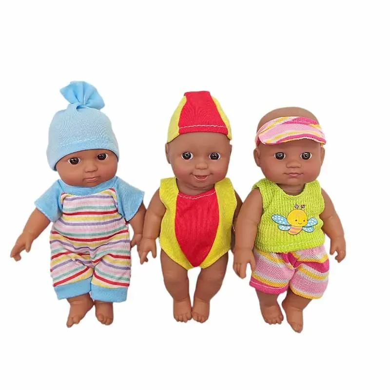 Bonecas Africanas de Borracha Suave para Crianças, Brinquedos de Casa, Simulação Reborn Dolls, Bonecas de Música, Presentes de Aniversário, 18cm