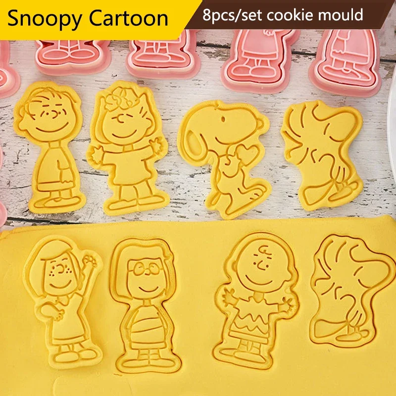 A Set Snoopy Biscuit Mold Custom Cookie Cutter Baking Tools Cake Baking Accessories Cookie Mould Plastic Press Mold