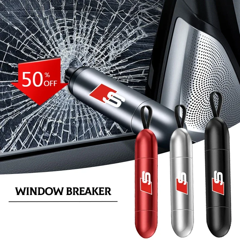 Image of Auto-Embleme Notfall-Fensterhammer 2-in-1 Sicherheitshammer für Audi A4 A3 A5 A6 A7 A8 Q3 Q5 Q7 Q8 B5 B6 B7 B8 B9 Q7 8P 8V 8L