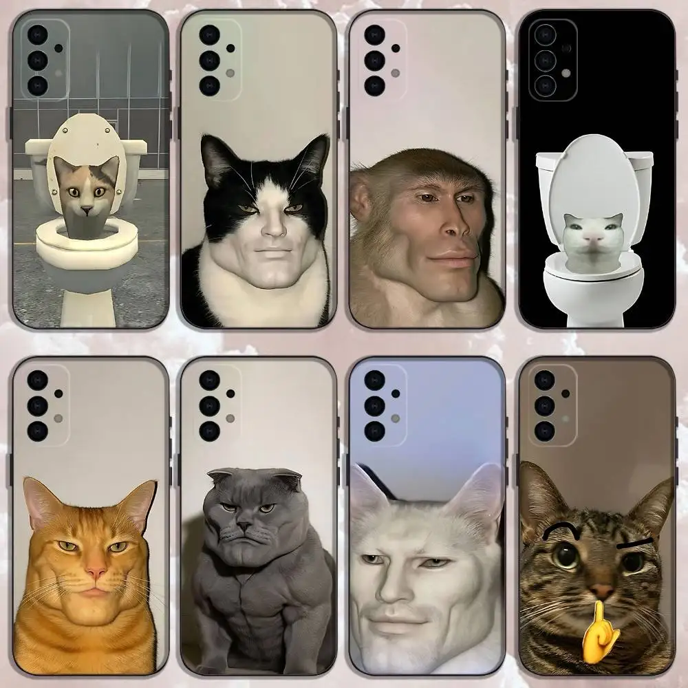 

Sigma S-skibidi funny cat For Samsung Galaxy A73,31,32,72,41,53,52,71,22,5G,Note,J7,8,9 Soft Black Phone Case