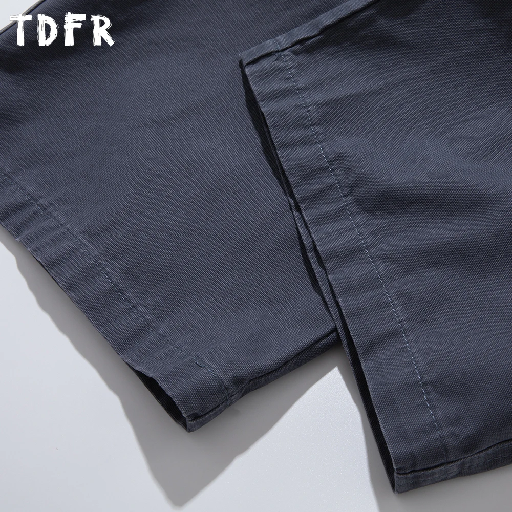 Multi-Pocket Pleated Cargo Pants Mens Spliced Solid Color  Safari Style Retro Baggy Wide Leg Elastic Waist Trousers Man