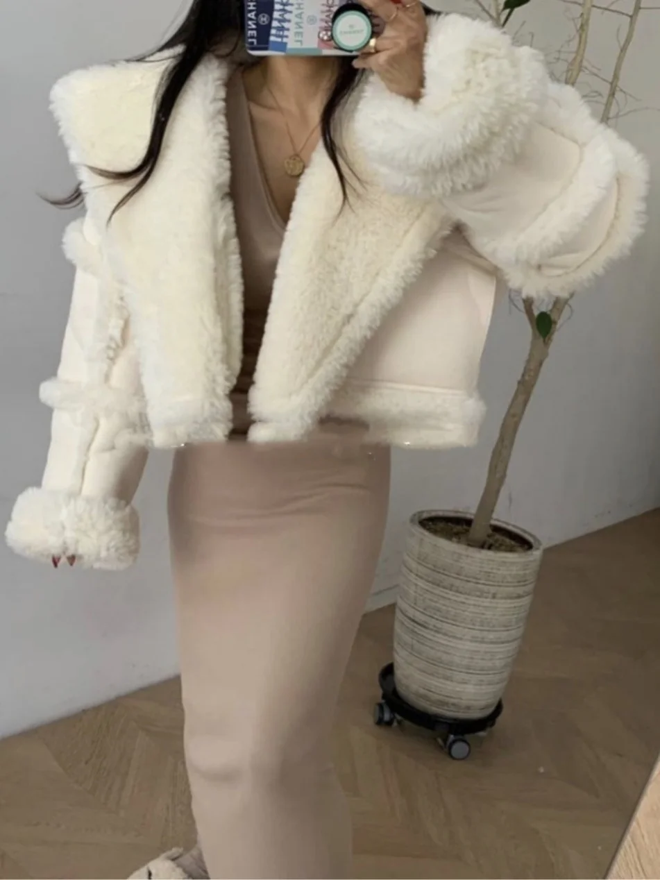 Faionable الشتاء المرأة Jaet الجلد المدبوغ الفراء المشذبة فرو الضأن الدفء Inteated ملابس خارجية تخفيف Sle طول منتظم #1