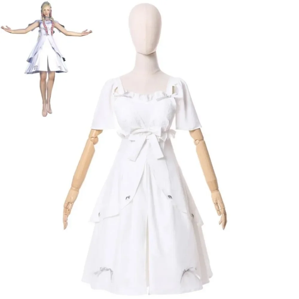 

Game Final Fantasy XIV:A Realm Reborn Ryne Minfilia Cosplay Costume Anime Pure White Witch Dress Hallowen Carnival Party Suit