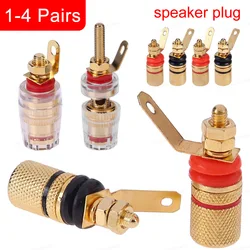 1-4 Pair Gold Plated Amplifier Speaker Binding Posts Terminal 4mm Sockets Banana Plugs Speaker Plug Jack Connector