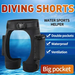 Mens Women Wetsuit Short Pants Scuba Diving Stretch Shorts with Pockets and Quick Release Buckle Adjustable Waist Belt Dropship