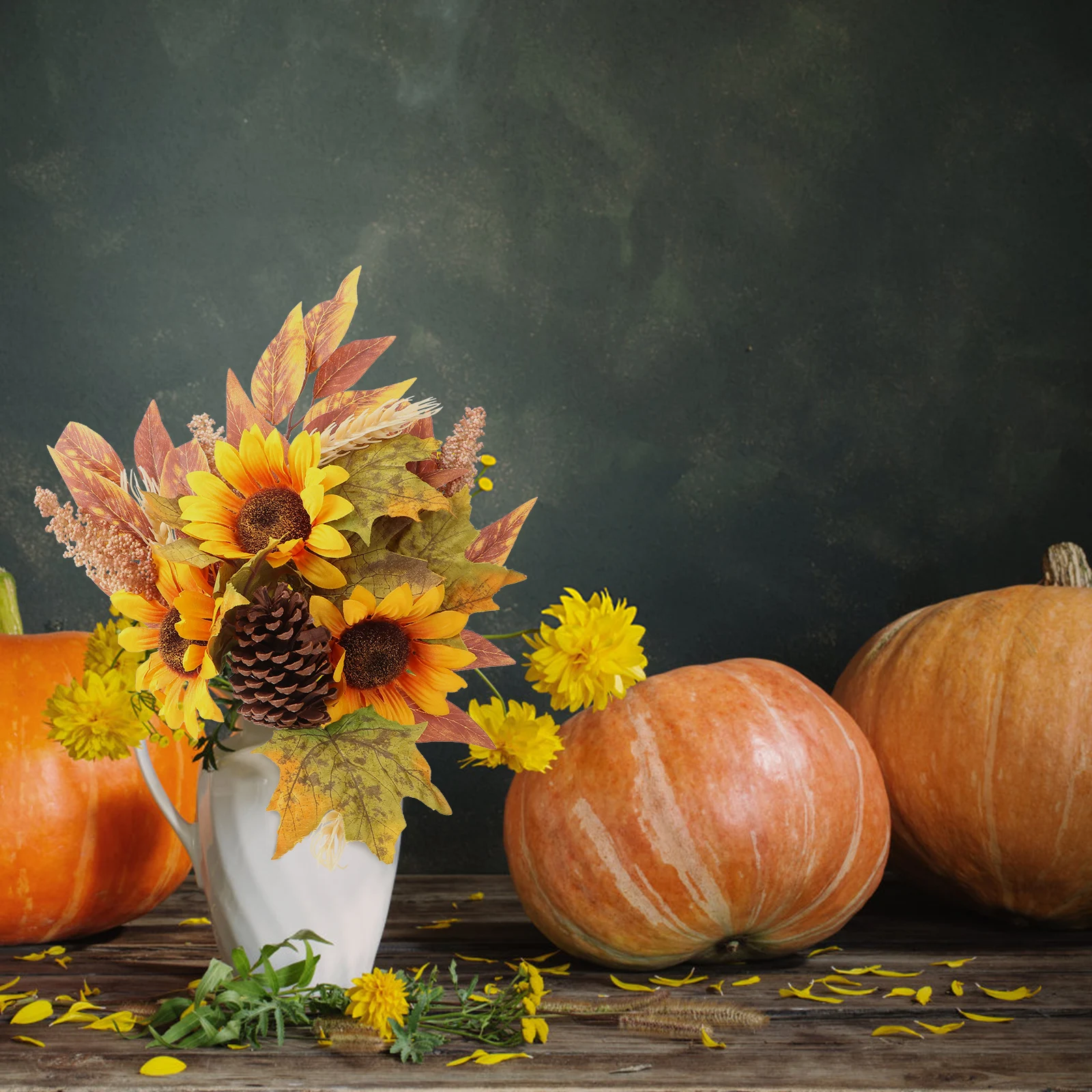 

1Pcs Thanksgiving Simulation Sunflower Maple Leaf Bouquet Artificial Flower Arrangement Wedding Home Decoration