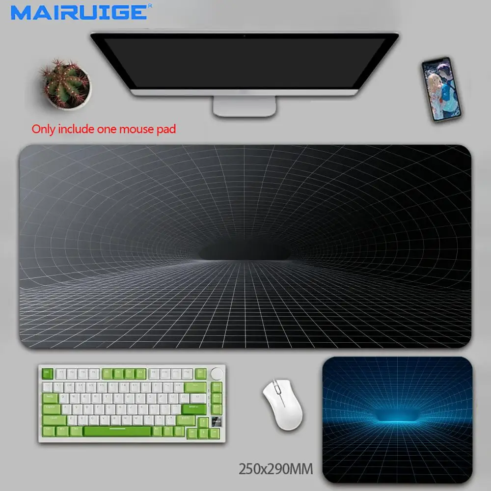 Grayscale curved virtual wireframe grid playmat minimalist tech slip mat for laptop desk