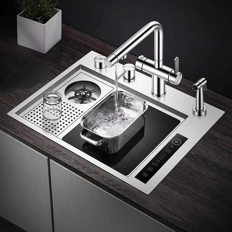 SUS 304 Stainless Steel Sink Smart Purifying Hidden Cup Rinser Kitchen Sink