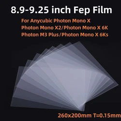 ANYCUBIC 9.25 인치 모노 X 6ks 모노 X2 M3 플러스 새턴 3D 프린터 부품 액세서리, FEP 필름, 8.9 인치 260x200x0.15mm, 5 개