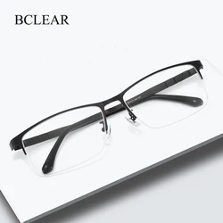 BCLEAR Men Big Face Luxury Pure Titanium Optical Glasses Frames Male Square Ultra-light Half Rim Prescription Eyeglasses Fashion