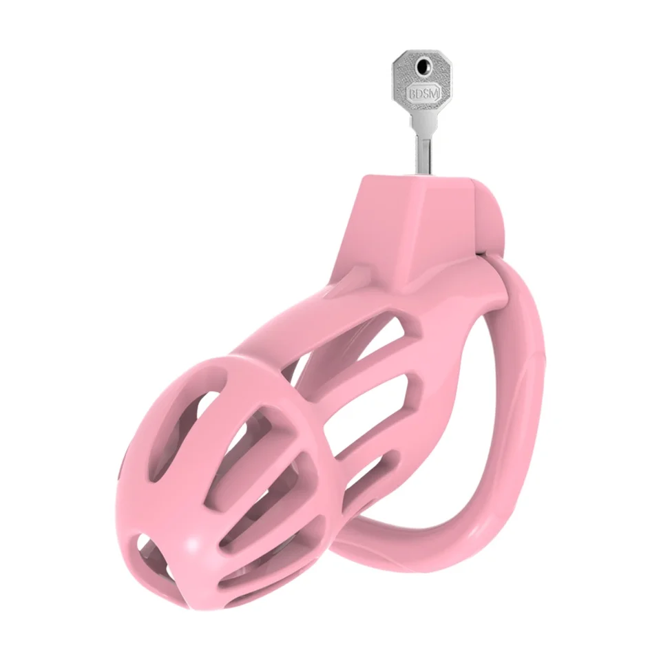 Male Penis Lock Chastity Cage With Lock And 4 Rings Resin Virginity For Men Breathable Cock Ring Penis Fetish Restrain Sexy Toys